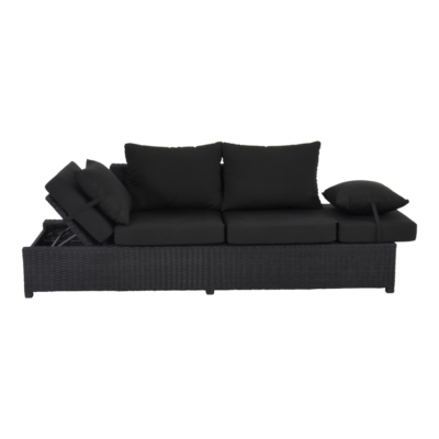Loungebank Roma Black 210x80x66cm